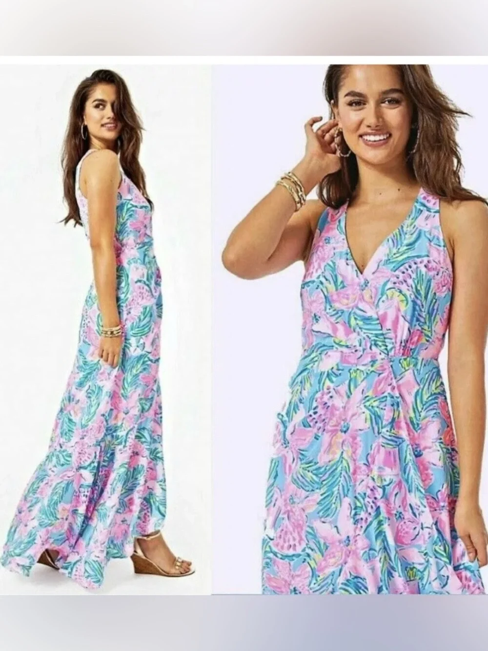 Lilly Pulitzer Taylee Maxi Dress Blue Ibiza - Picture 3 of 9